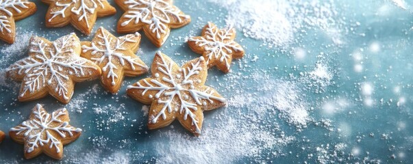 Delicious snowflake-shaped cookies dusted with powdered sugar, perfect for winter celebrations and holiday gatherings.