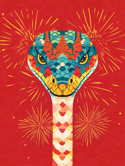 Year of the snake totem snake head object design illustration
