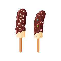 Frozen chocolate banana . Ice kul kul banana. 