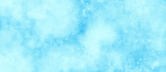 beautiful blue watercolor background with glitter particles, light blue bokeh background for design, A winter background with snowflakes and randomized floating bokeh, blue snow background texture. © DAIYAN MD TALHA