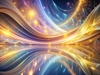 Obraz premium A surreal, futuristic world of shimmering pastel hues that seem to pulse with an inner light, paired with flowing curved gold lines that evoke a sense of limitless possibility