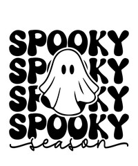Halloween spooky season typography design on plain white transparent isolated background for card, shirt, hoodie, sweatshirt, apparel, card, tag, mug, icon, poster or badge