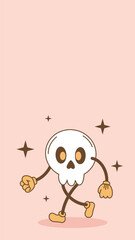 Halloween stories template for social media in groovy retro style.Flyer,poster for Halloween party.Postcard invitation.Vector cartoon illustration