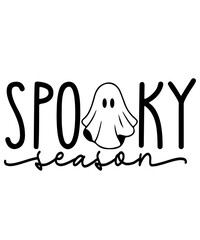 Halloween spooky season typography design on plain white transparent isolated background for card, shirt, hoodie, sweatshirt, apparel, card, tag, mug, icon, poster or badge