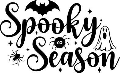 Halloween spooky season typography design on plain white transparent isolated background for card, shirt, hoodie, sweatshirt, apparel, card, tag, mug, icon, poster or badge