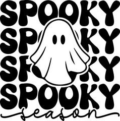 Halloween spooky season typography design on plain white transparent isolated background for card, shirt, hoodie, sweatshirt, apparel, card, tag, mug, icon, poster or badge