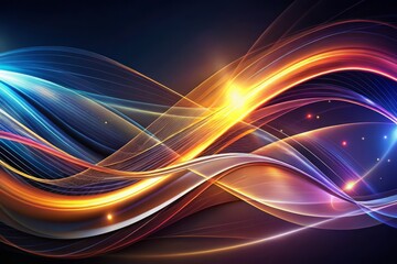 High contrast abstraction with glowing curves and precision lines that intersect and overlap on a dark gradient background, evoking a sense of futuristic dynamism and luxury