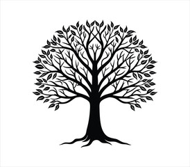 Obraz premium Tree silhouette vector on solid white background
