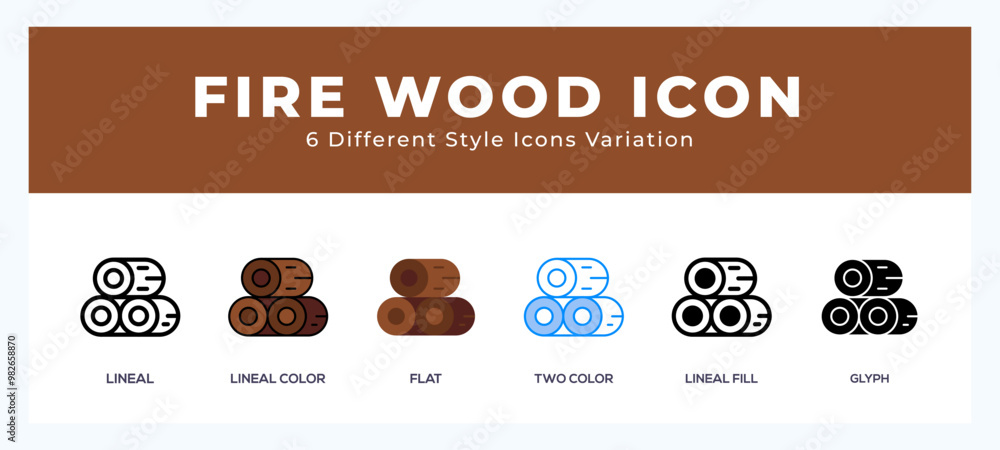 Poster firewood set of simple icons great for web. app. presentation and more.