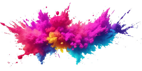 Bright colorful watercolor splash splatter stain brush strokes on white background. Modern vibrant aquarelle spot. Aquarelle explosion on white. Element. Vector watercolor illustration isolated design