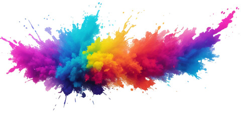 Bright colorful watercolor splash splatter stain brush strokes on white background. Modern vibrant aquarelle spot. Aquarelle explosion on white. Element. Vector watercolor illustration isolated design