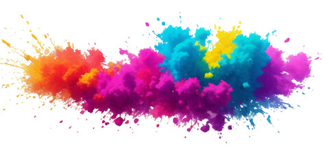 Bright colorful watercolor splash splatter stain brush strokes on white background. Modern vibrant aquarelle spot. Aquarelle explosion on white. Element. Vector watercolor illustration isolated design