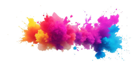 Bright colorful watercolor splash splatter stain brush strokes on white background. Modern vibrant aquarelle spot. Aquarelle explosion on white. Element. Vector watercolor illustration isolated design
