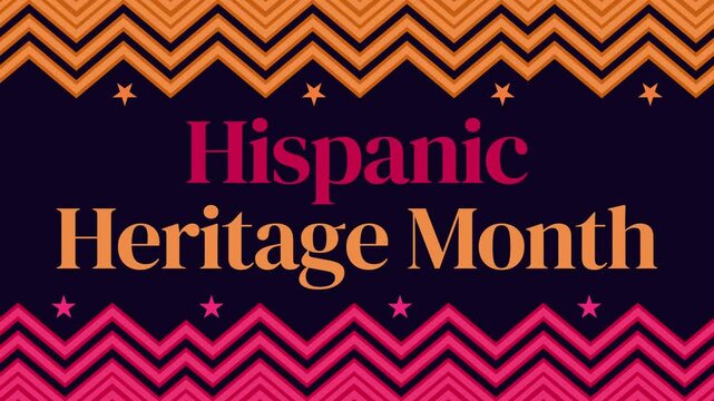 Hispanic Heritage Month 4K Animation in traditional style border with shapes and typography