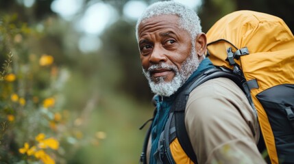 Fototapeta premium Outdoor Adventure with a Senior Male Explorer
