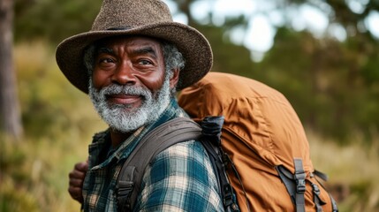Obraz premium Older Man Enjoying a Nature Walk