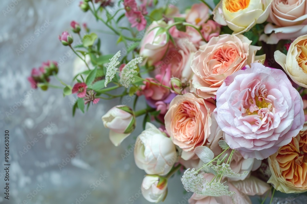 Canvas Prints A beautiful vase filled with many pink and white flowers