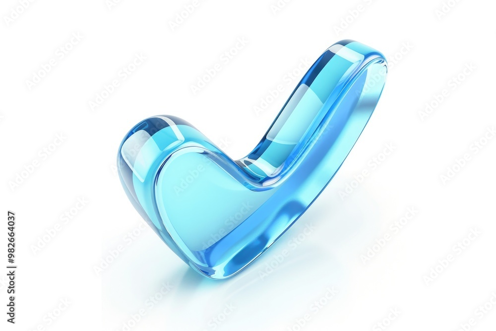 Poster A single blue glass object placed on a clean white surface, ready for use in various applications