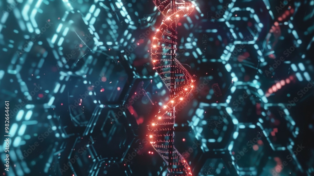 Aufkleber a 3d representation of a double helix dna molecule, ideal for use in scientific and educational cont