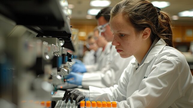 A group of researchers in a genomics lab, working on DNA sequencing projects. Their teamwork is crucial in advancing genetic research.