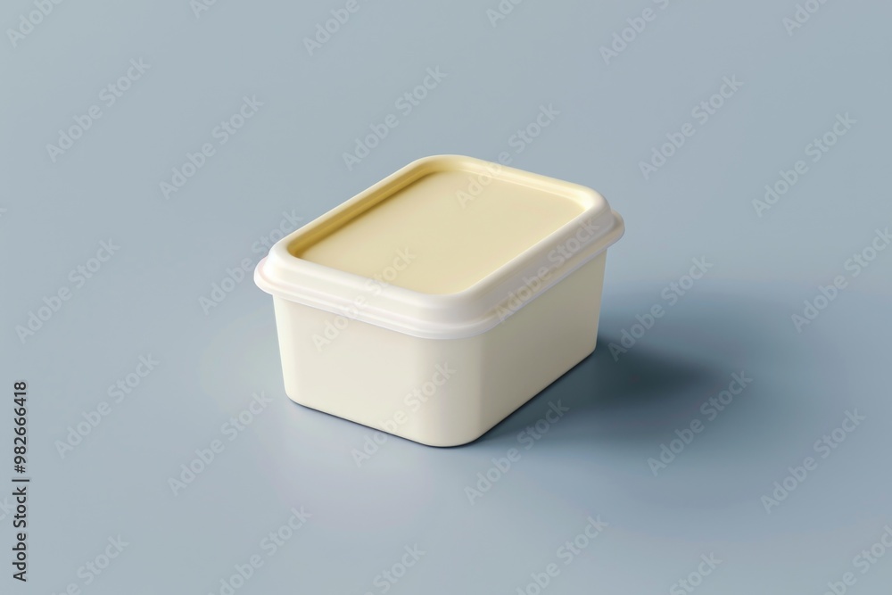 Poster A square container with a lid placed on a blue surface, ready for use or storage