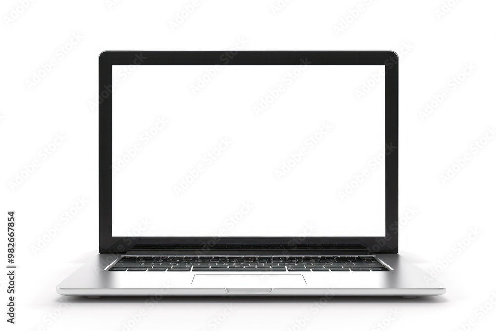Aufkleber A laptop computer with a blank screen on a white background