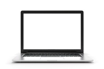 Fototapeta premium A laptop computer with a blank screen on a white background