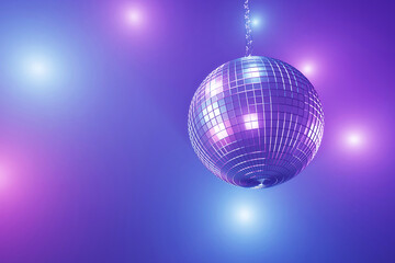 Disco ball with colorful neon lighting