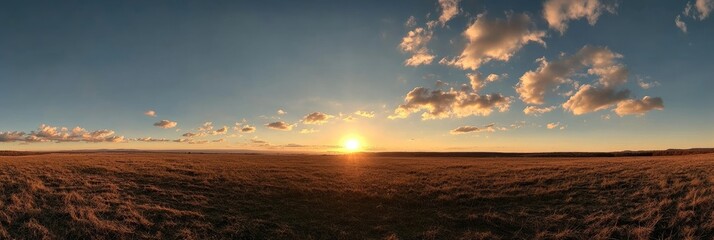Golden Hour Sunset Over a Grass Field - Landscape Photography