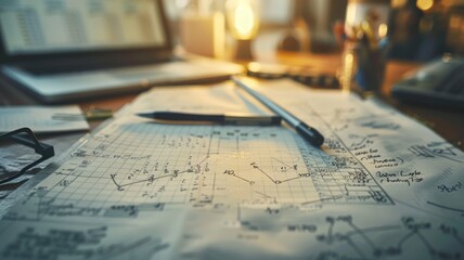 Math and Physics Notes on a Study Desk with Laptop