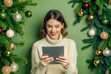 woman holding christmas tree