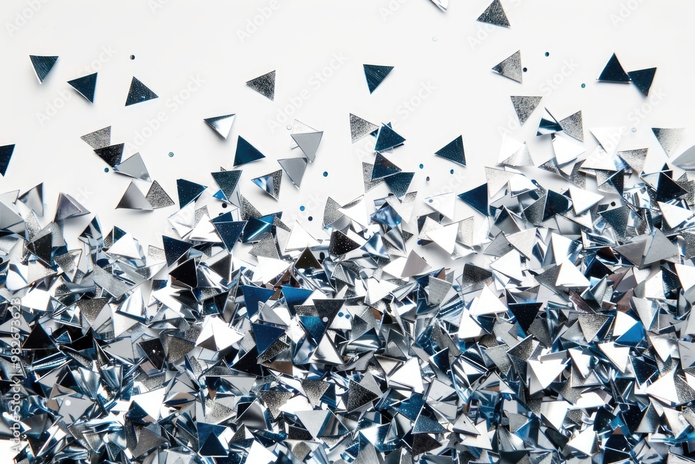 Aufkleber a group of shiny silver triangles arranged in a pattern on a white background