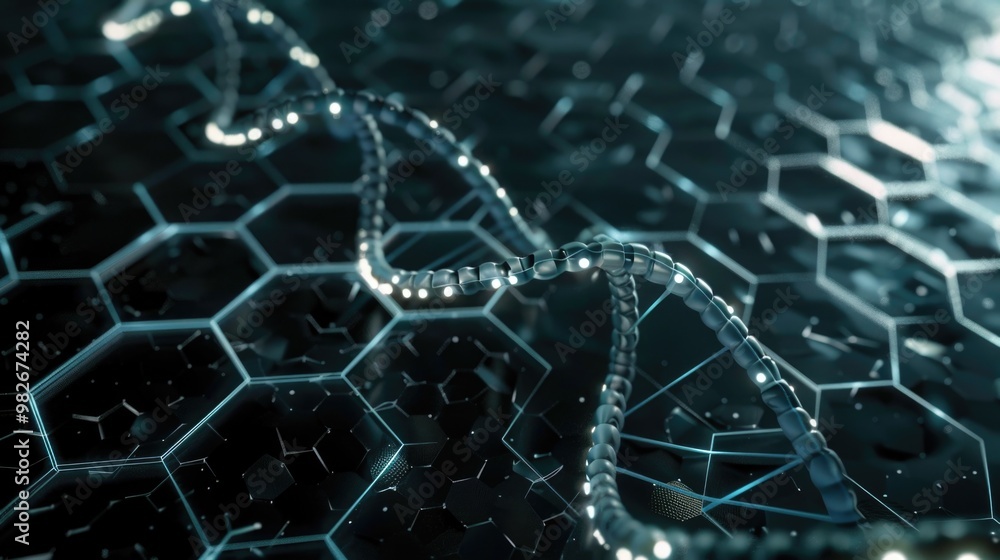 Poster a detailed view of a double helix dna molecule, with its nucleotides and sugar-phosphate backbone vi