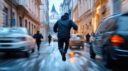 Fototapeta premium A thief is being chased by a police