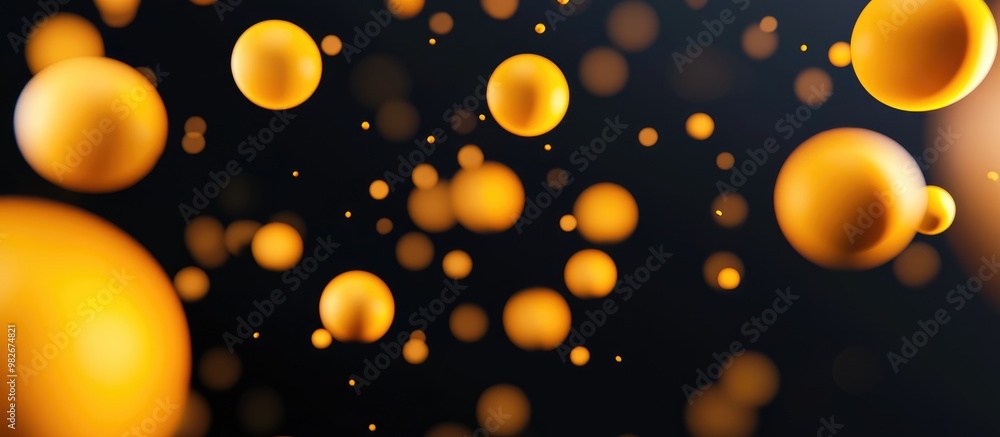 Poster 3d rendering of a minimalistic fashion themed backdrop featuring yellow spherical forms against a da