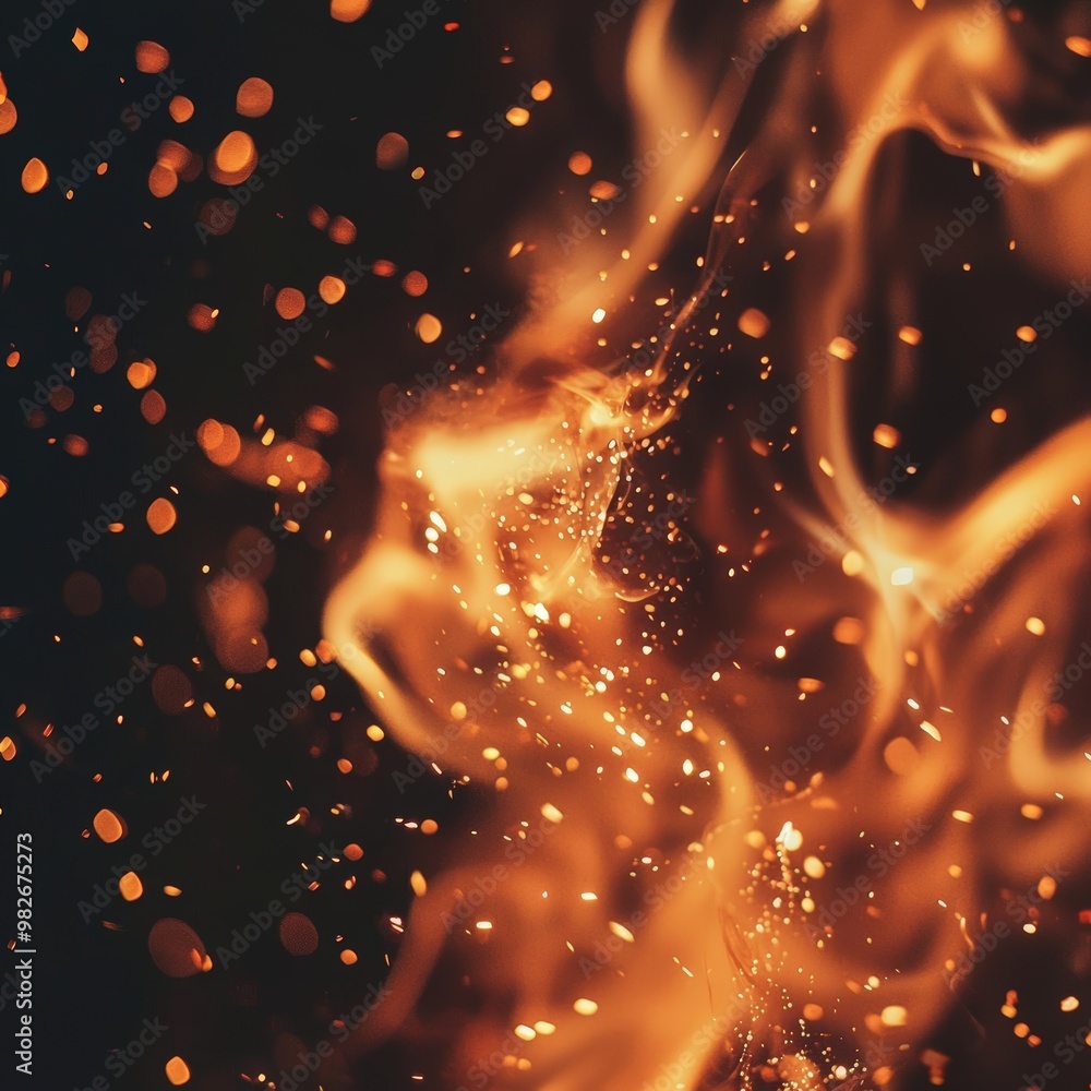 Poster fiery orange flames dance