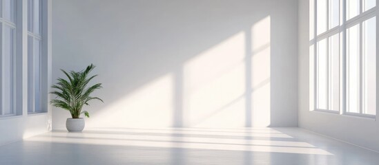 3D rendering of a minimalist white interior in an empty apartment