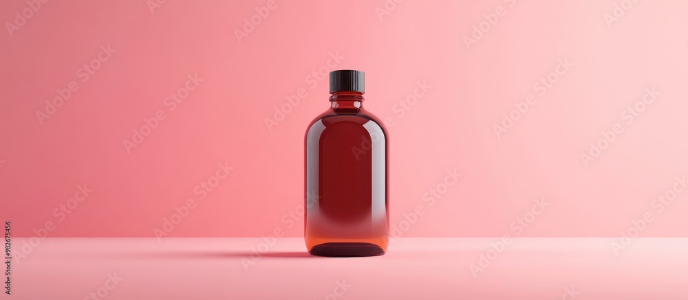 Poster 3d rendering mockup design of a bottle