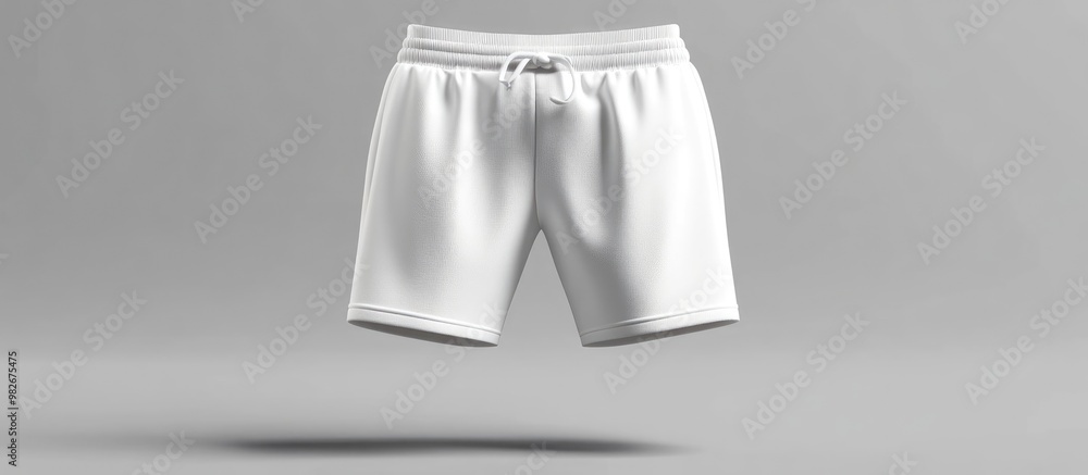 Poster front view mockup of blank sweat shorts in 3d rendering and illustration