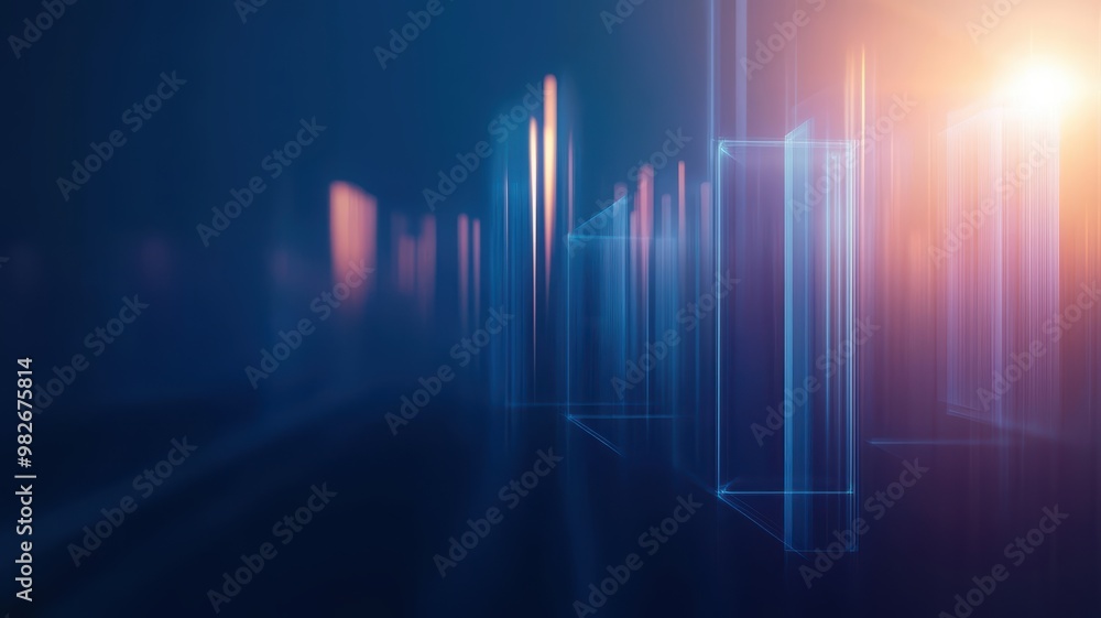 Poster abstract futuristic background with luminous lines and soft light effects, perfect for technology or