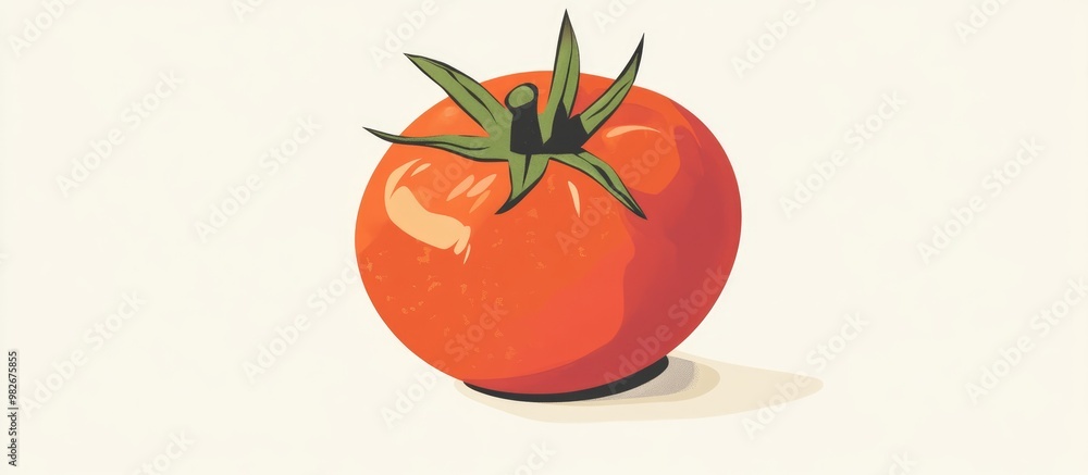 Wall mural flat color illustration of a tomato