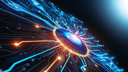 Abstract & science technology background. Network, particle illustration