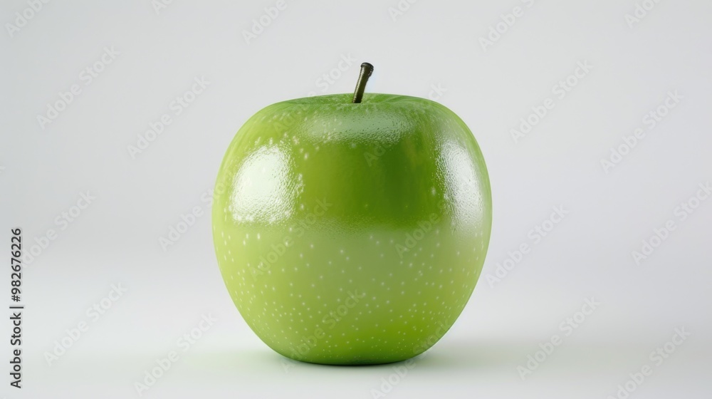 Canvas Prints A single green apple placed on a white background, great for use in food or still life photography