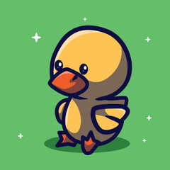cute duck icon vector character illustration