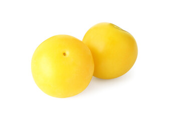 Fresh ripe yellow plums isolated on white