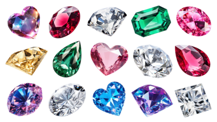 PNG Gemstone jewelry element set, transparent background