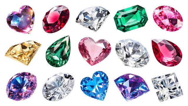 PNG Gemstone jewelry element set, transparent background