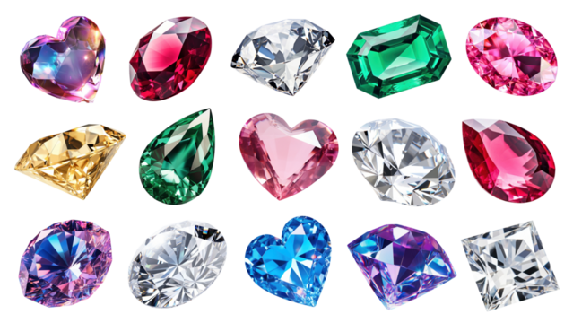 PNG Gemstone jewelry element set, transparent background