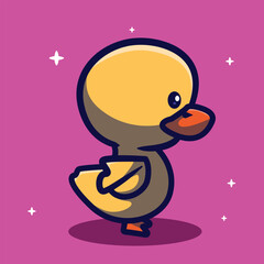 cute duck icon vector character illustration