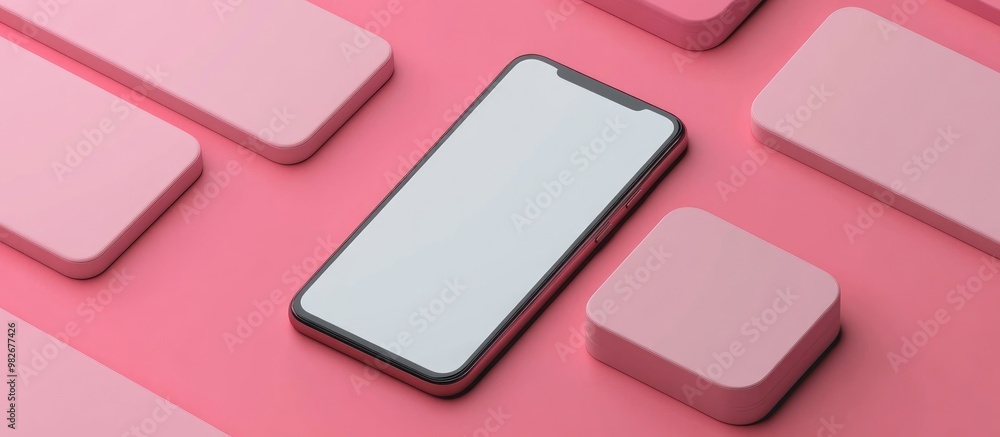 Poster minimalist 3d render of modern smartphone mockups ideal for presentations app displays and infograph
